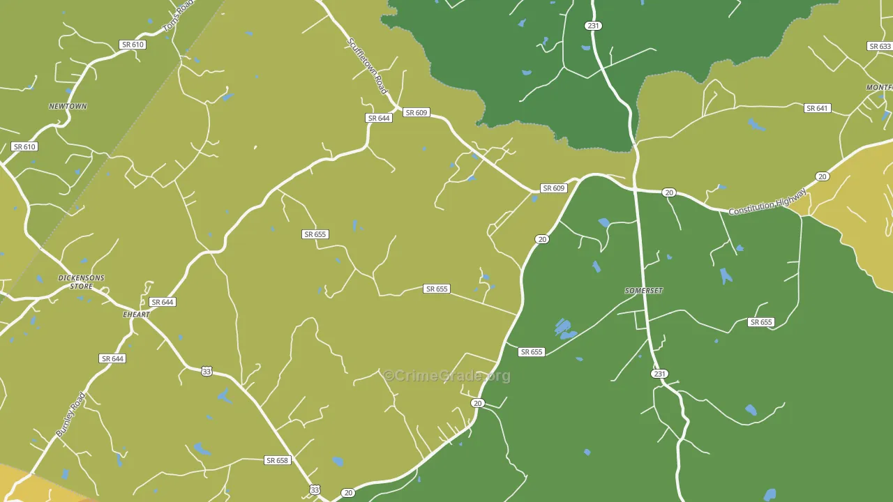 Somerset, VA Map of Vehicle Theft Rates