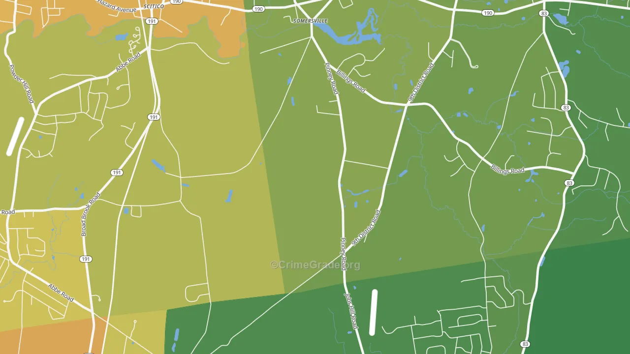 Somersville, CT Map of Vehicle Theft Rates
