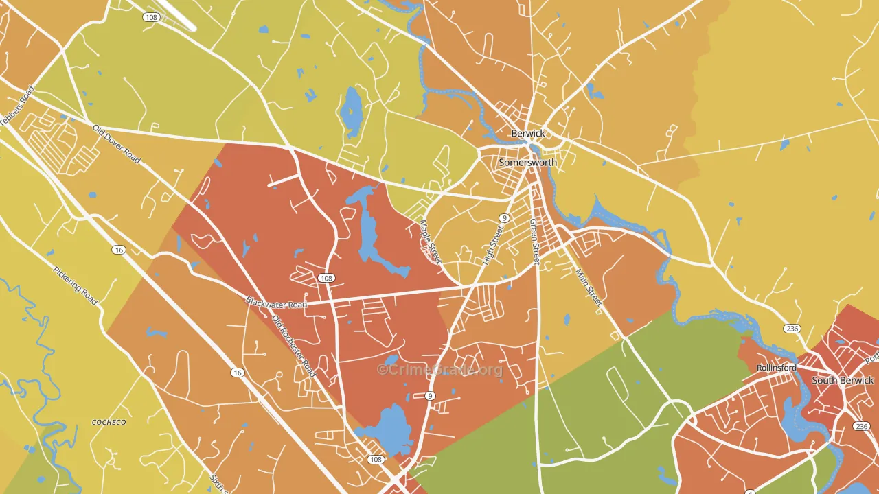 Somersworth, NH Map of Vehicle Theft Rates