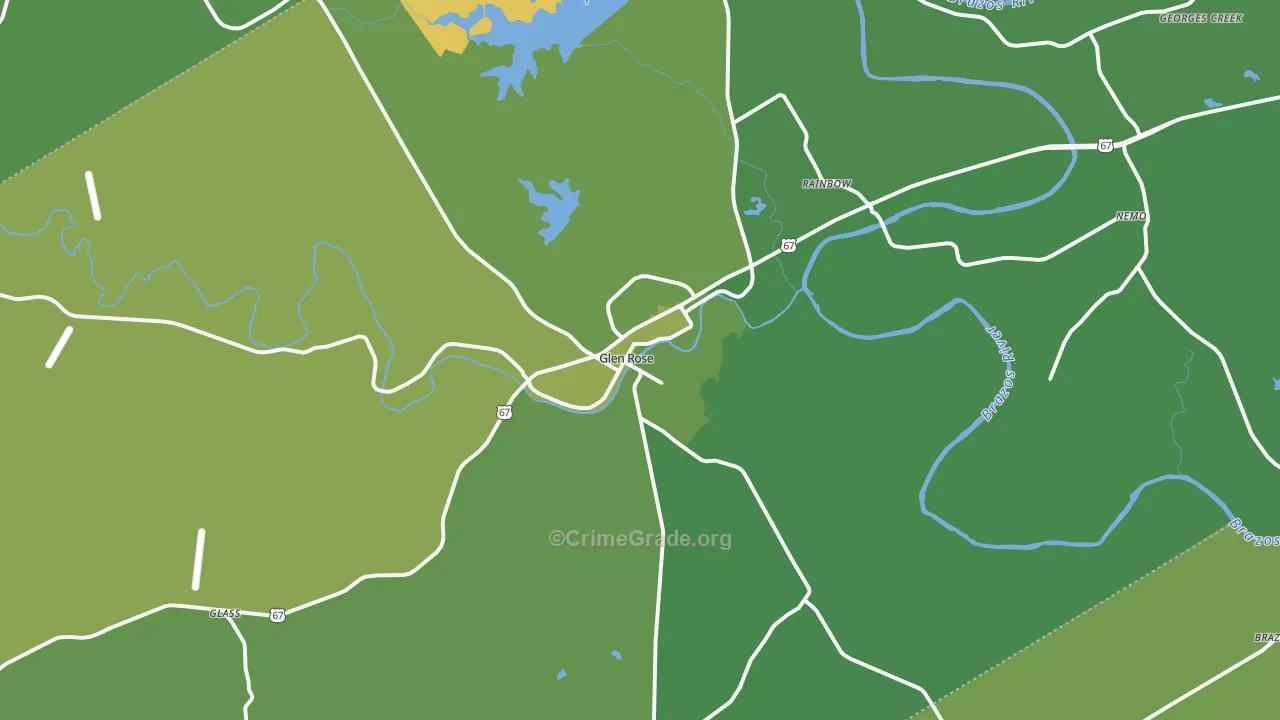 Somervell County, TX Map of Vehicle Theft Rates