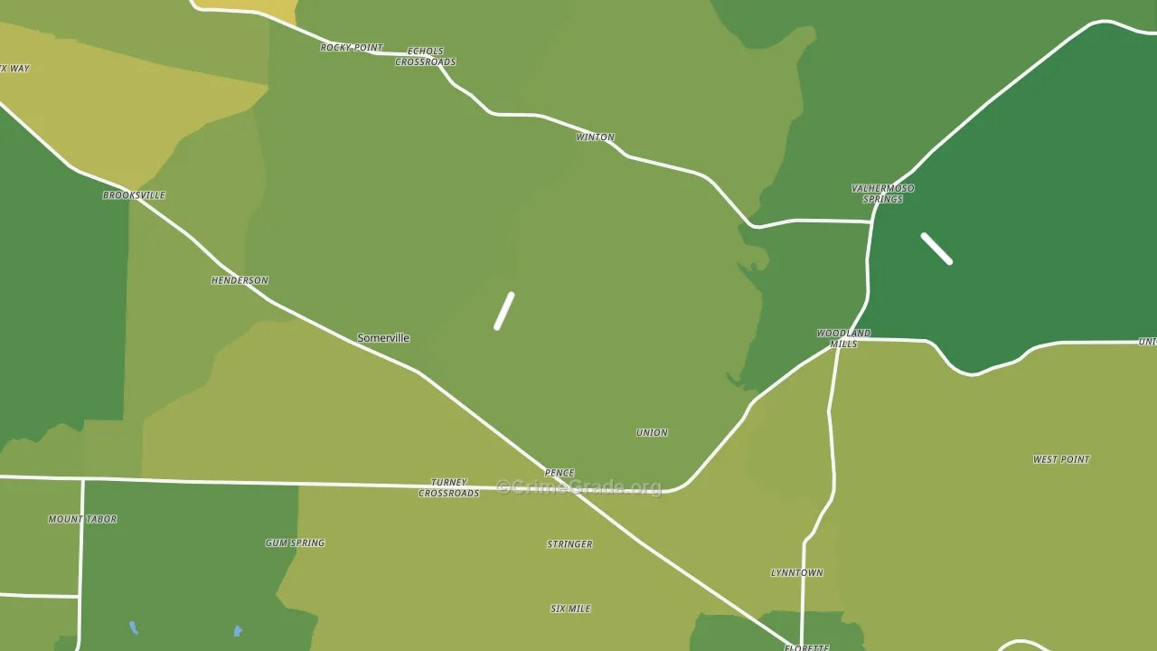 Somerville, AL Map of Vehicle Theft Rates
