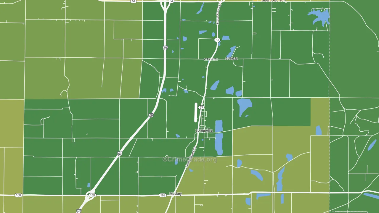 Somerville, IN Map of Vehicle Theft Rates