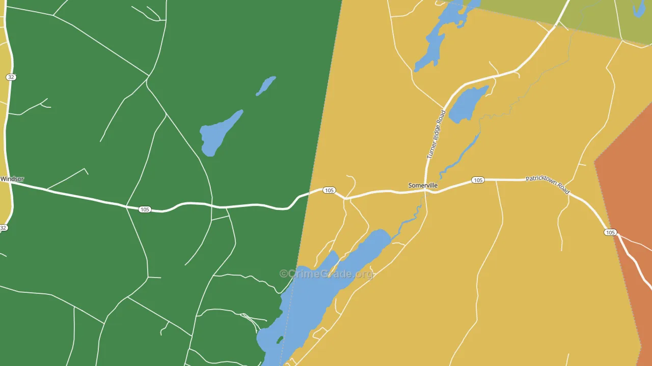 Somerville, ME Map of Vehicle Theft Rates