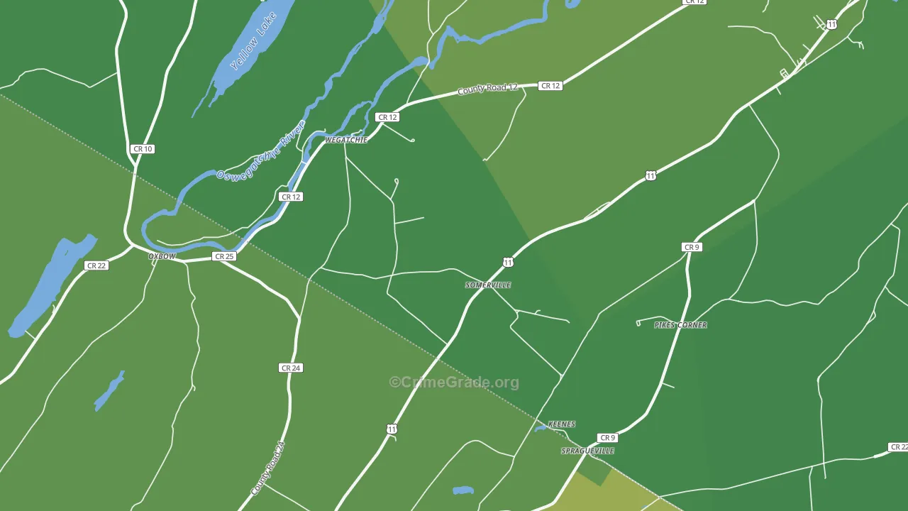 Somerville, NY Map of Vehicle Theft Rates