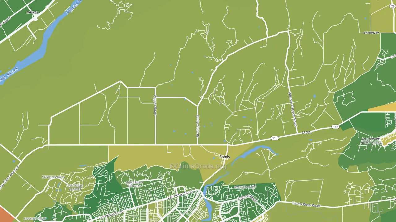 Somis, CA Map of Vehicle Theft Rates