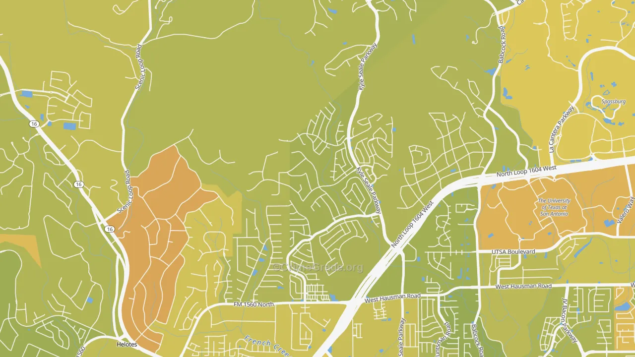 Sonoma Ranch, Helotes, TX Map of Vehicle Theft Rates