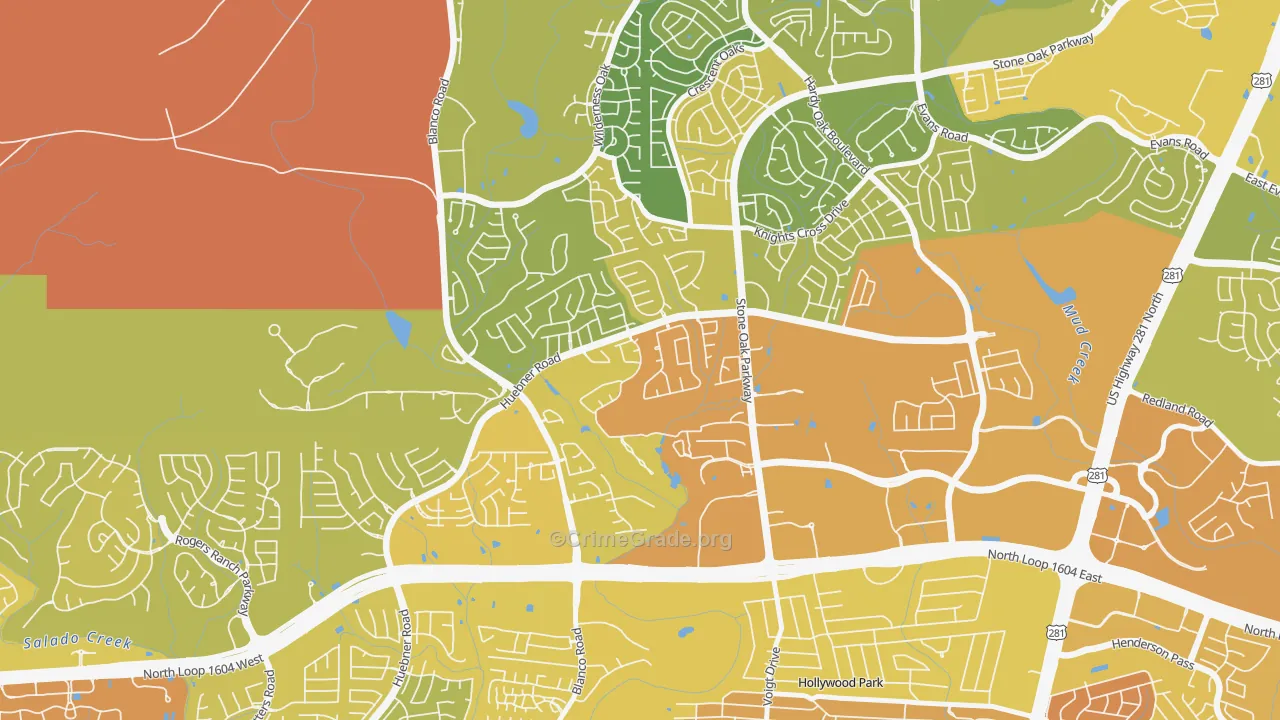 Sonterra-Stone Oak, San Antonio, TX Map of Vehicle Theft Rates