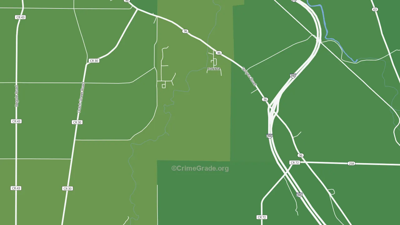 Sonyea, NY Map of Vehicle Theft Rates