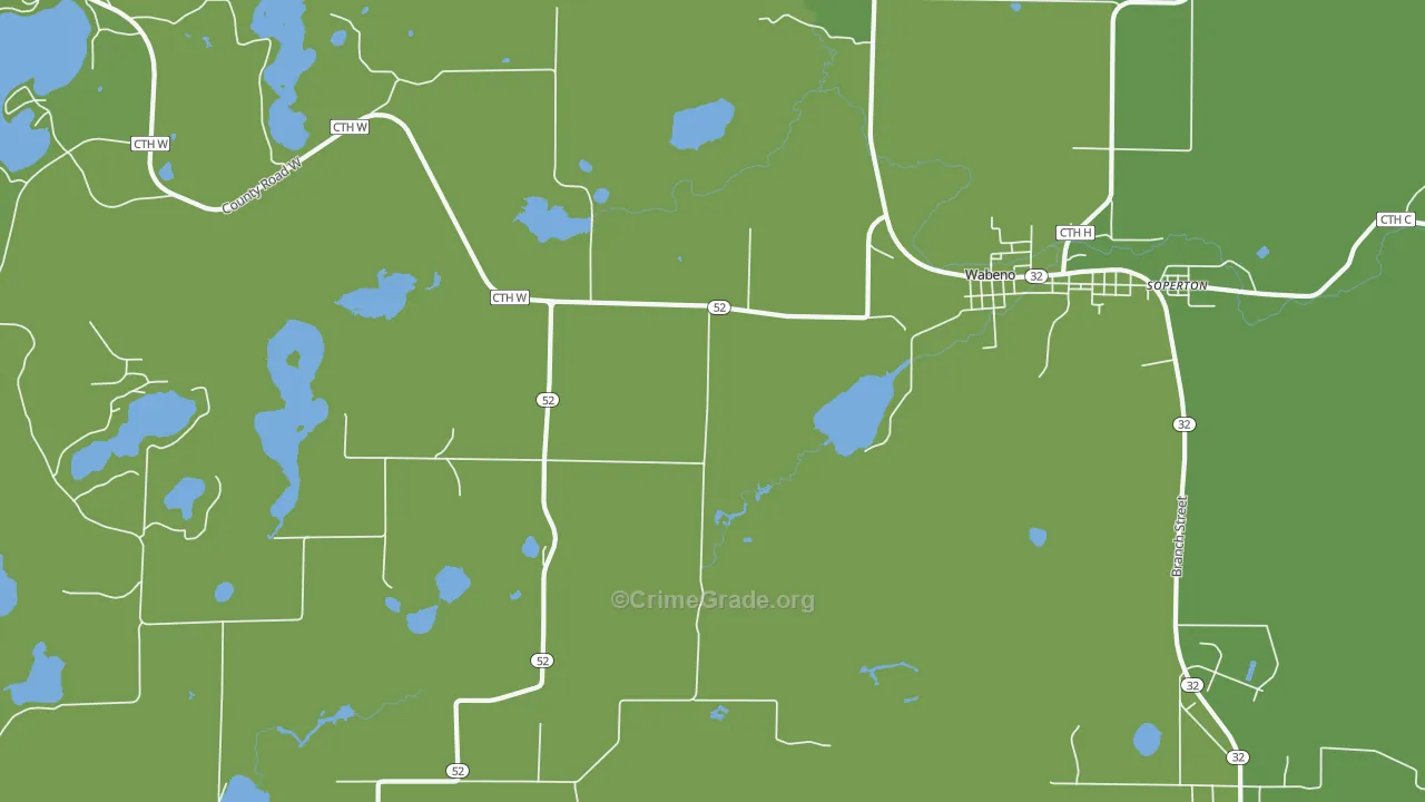 Soperton, WI Map of Vehicle Theft Rates