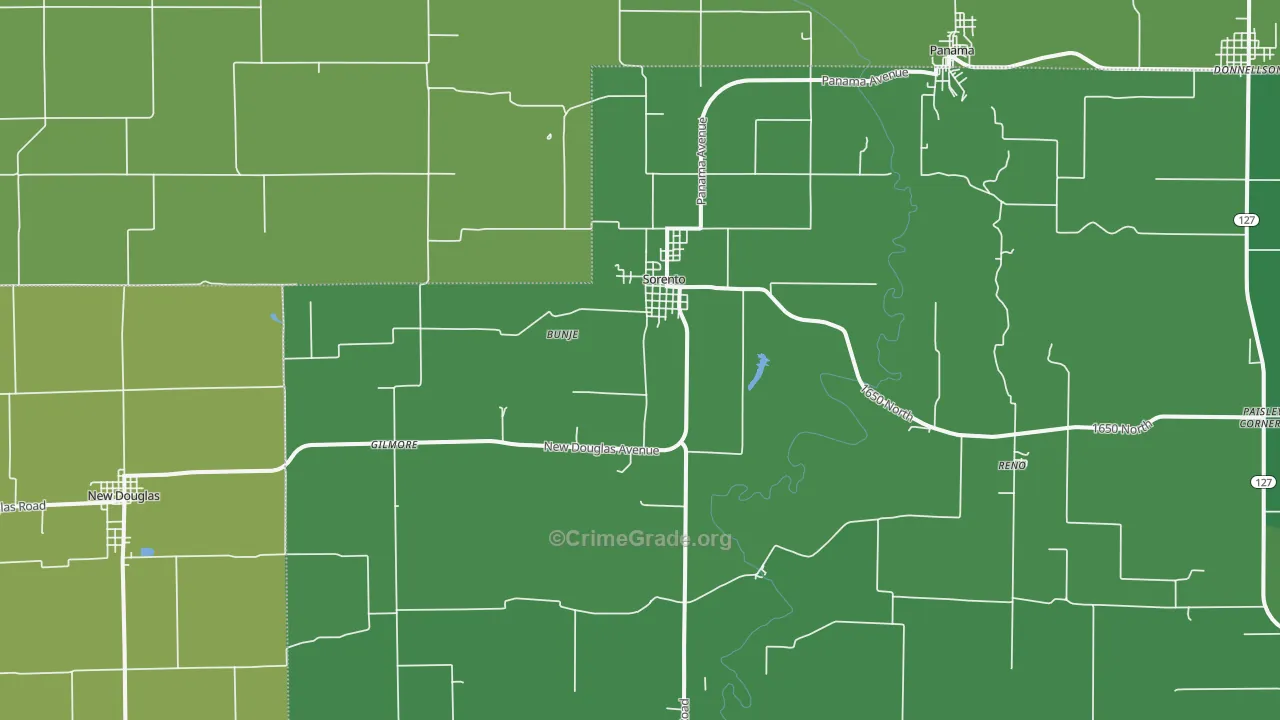 Sorento, IL Map of Vehicle Theft Rates