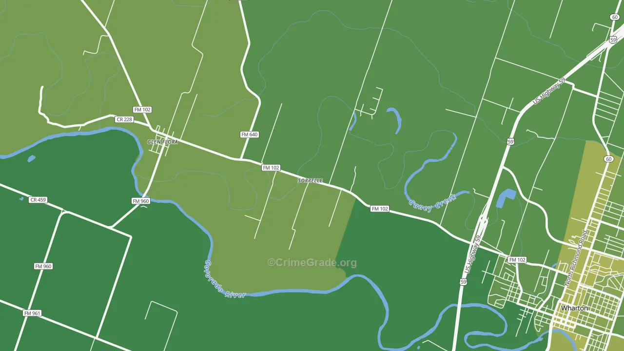 Sorrelle, TX Map of Vehicle Theft Rates