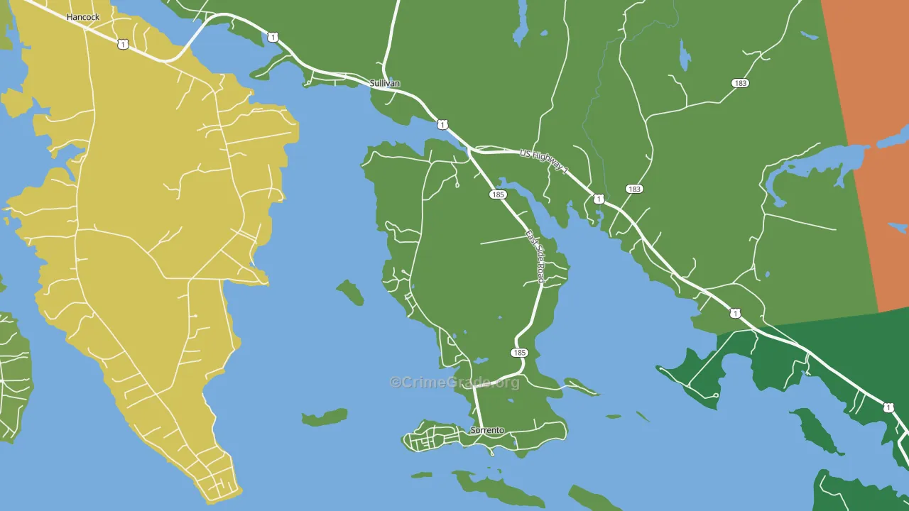Sorrento, ME Map of Vehicle Theft Rates