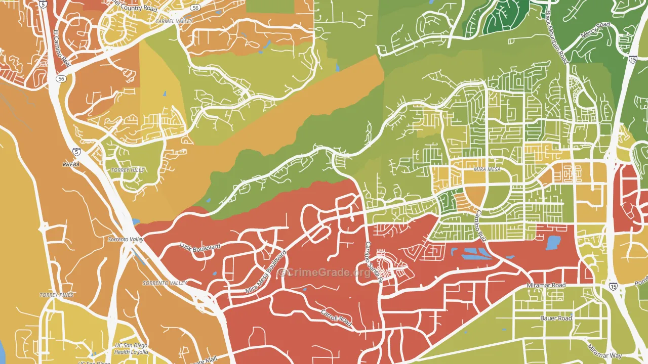 Sorrento Valley, San Diego, CA Map of Vehicle Theft Rates