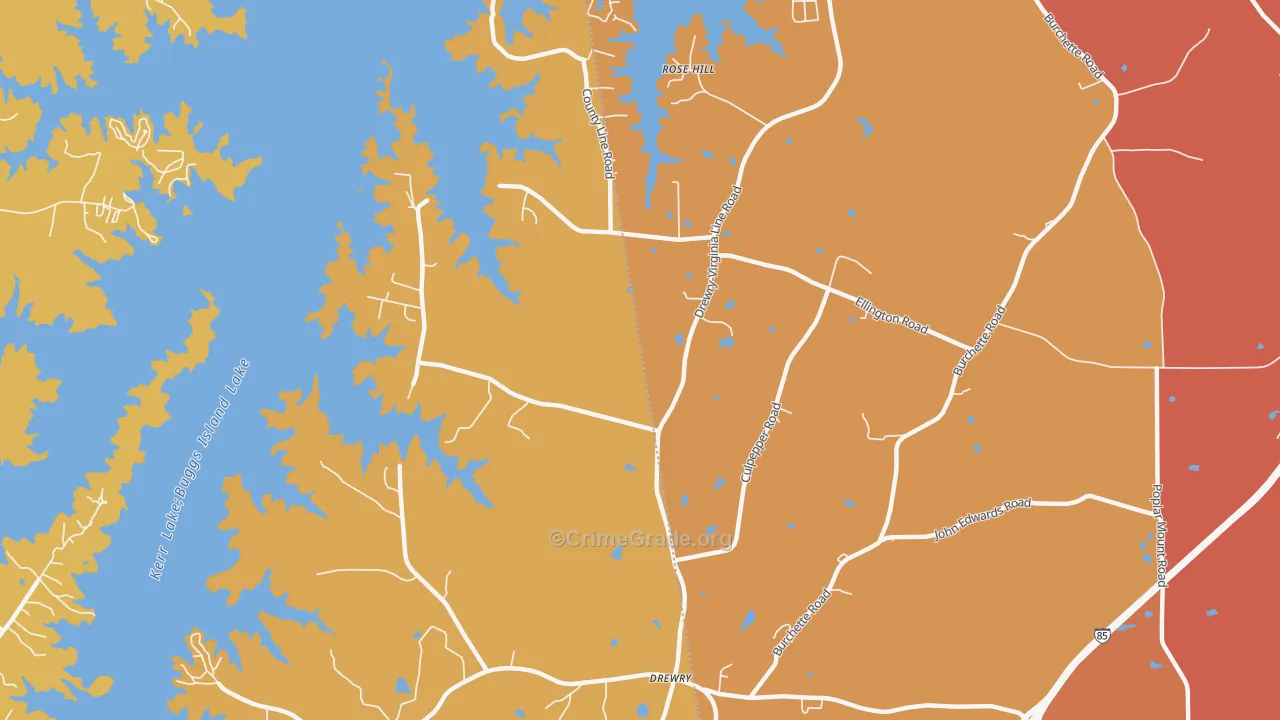 Soul City, NC Map of Vehicle Theft Rates