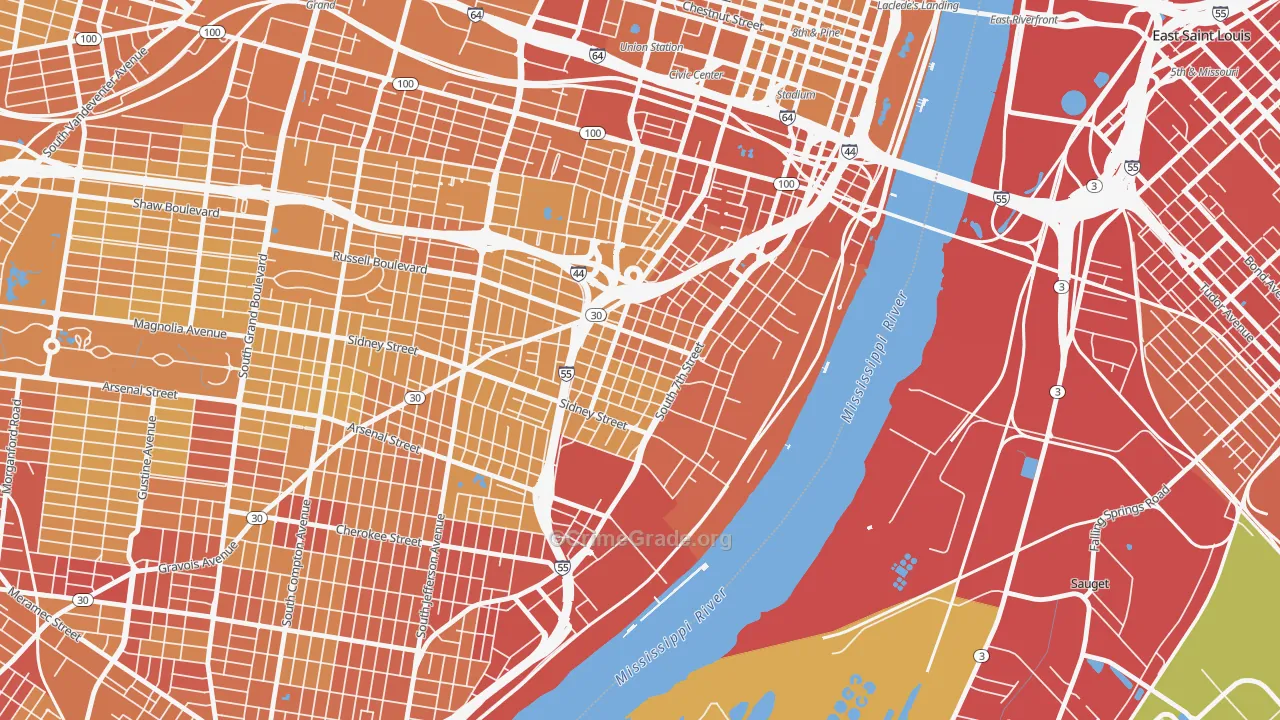Soulard, St. Louis, MO Map of Vehicle Theft Rates
