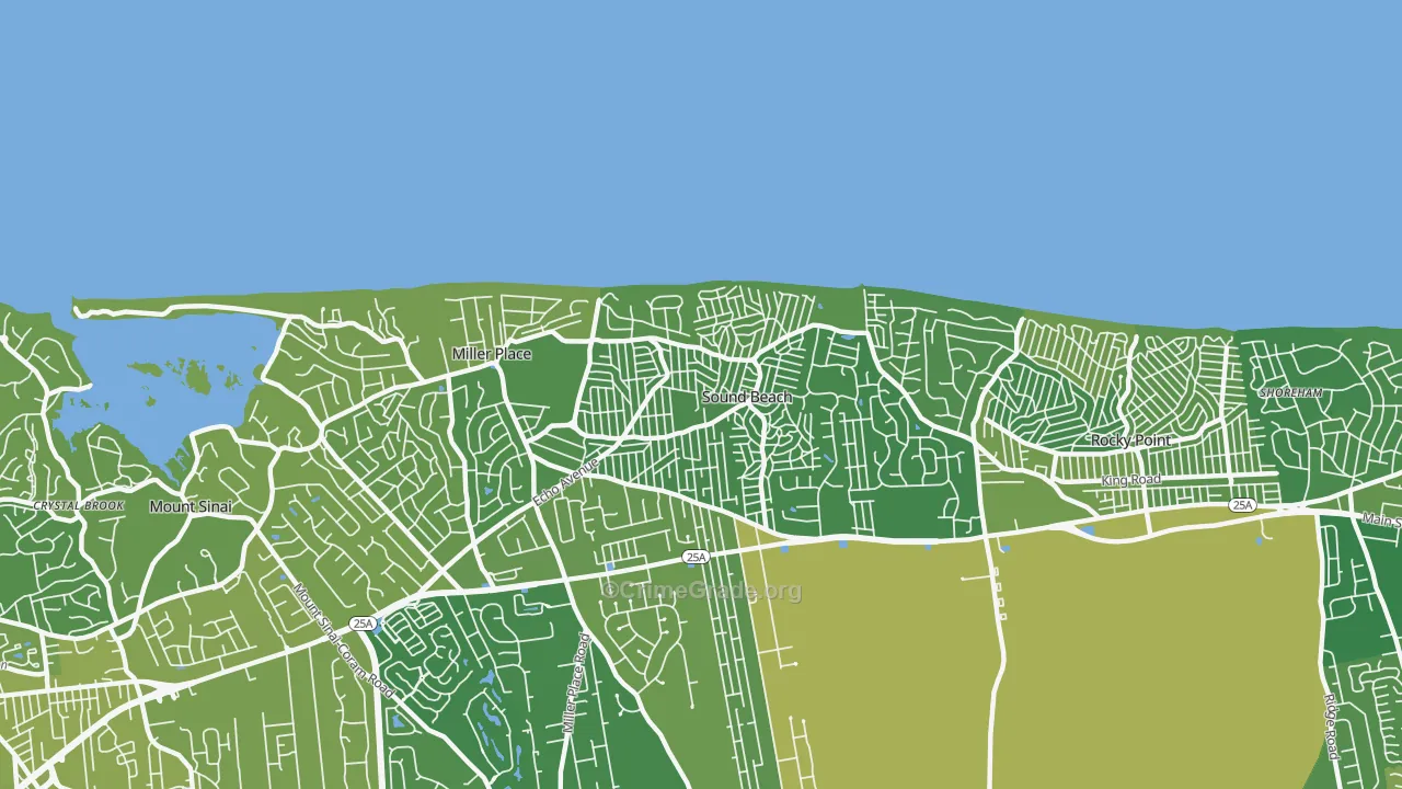 Sound Beach, NY Map of Vehicle Theft Rates