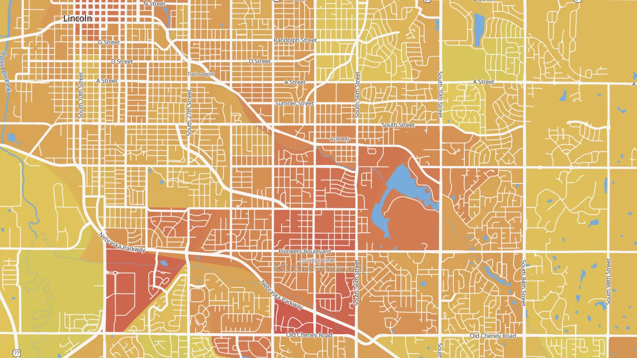 South 48th Street, Lincoln, NE Map of Vehicle Theft Rates