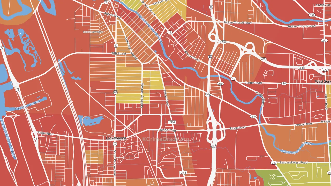 South Abbott, Buffalo, NY Map of Vehicle Theft Rates