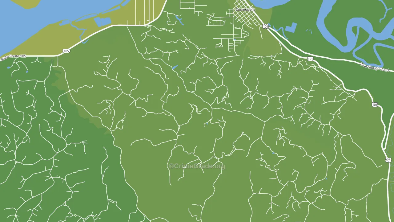 South Aberdeen, WA Map of Vehicle Theft Rates