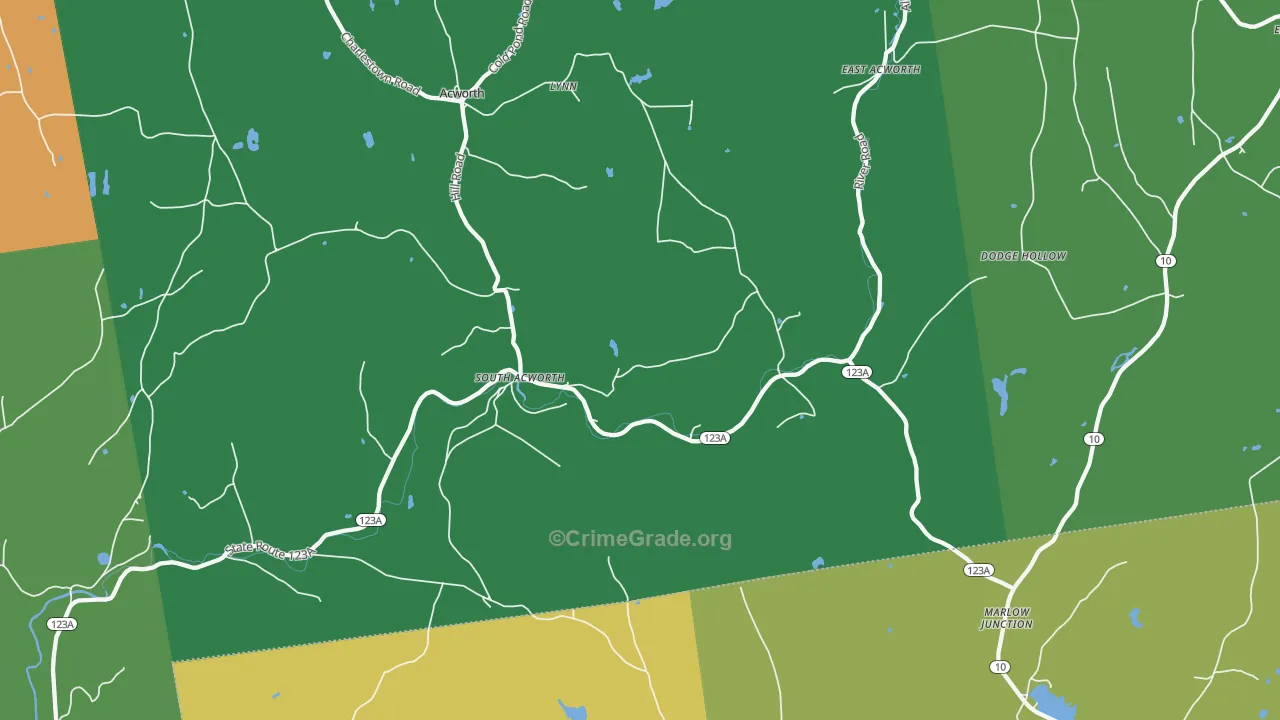 South Acworth, NH Map of Vehicle Theft Rates