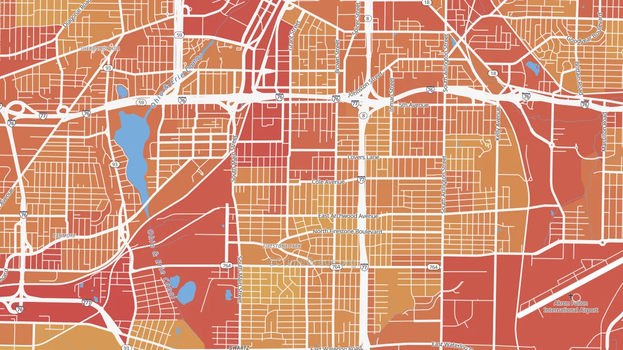 South Akron, Akron, OH Map of Vehicle Theft Rates