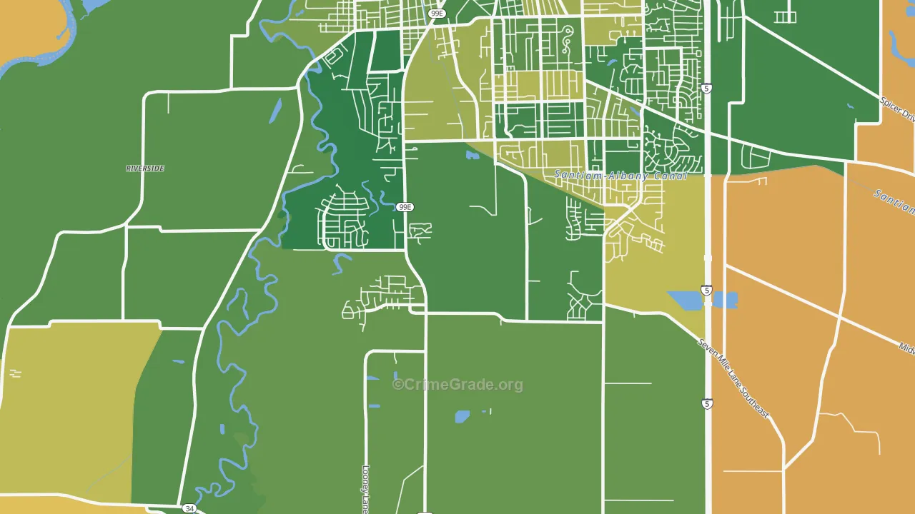 South Albany, Albany, OR Map of Vehicle Theft Rates
