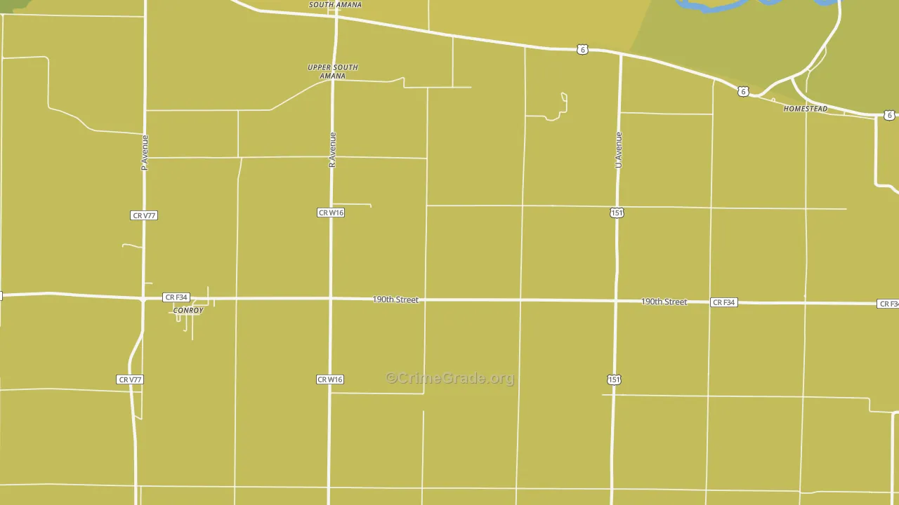 South Amana, IA Map of Vehicle Theft Rates