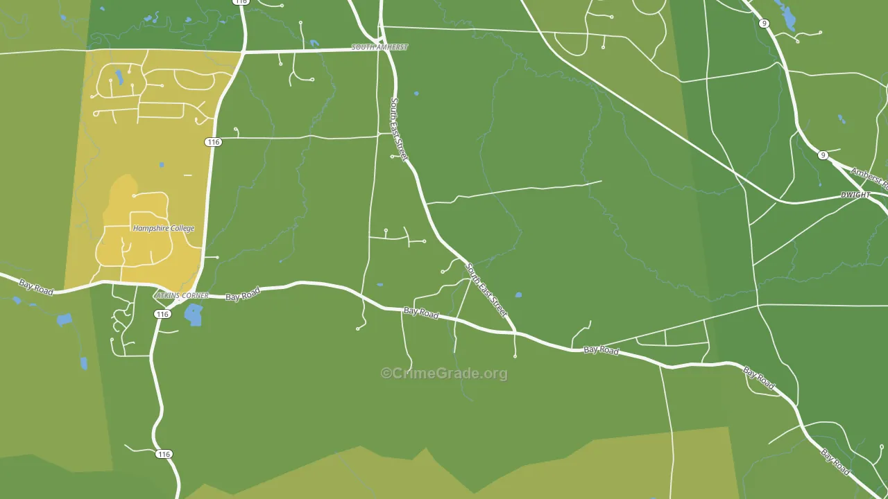 South Amherst, MA Map of Vehicle Theft Rates
