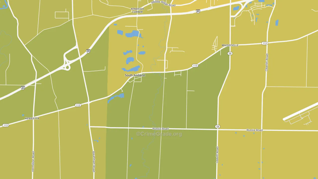 South Amherst, OH Map of Vehicle Theft Rates