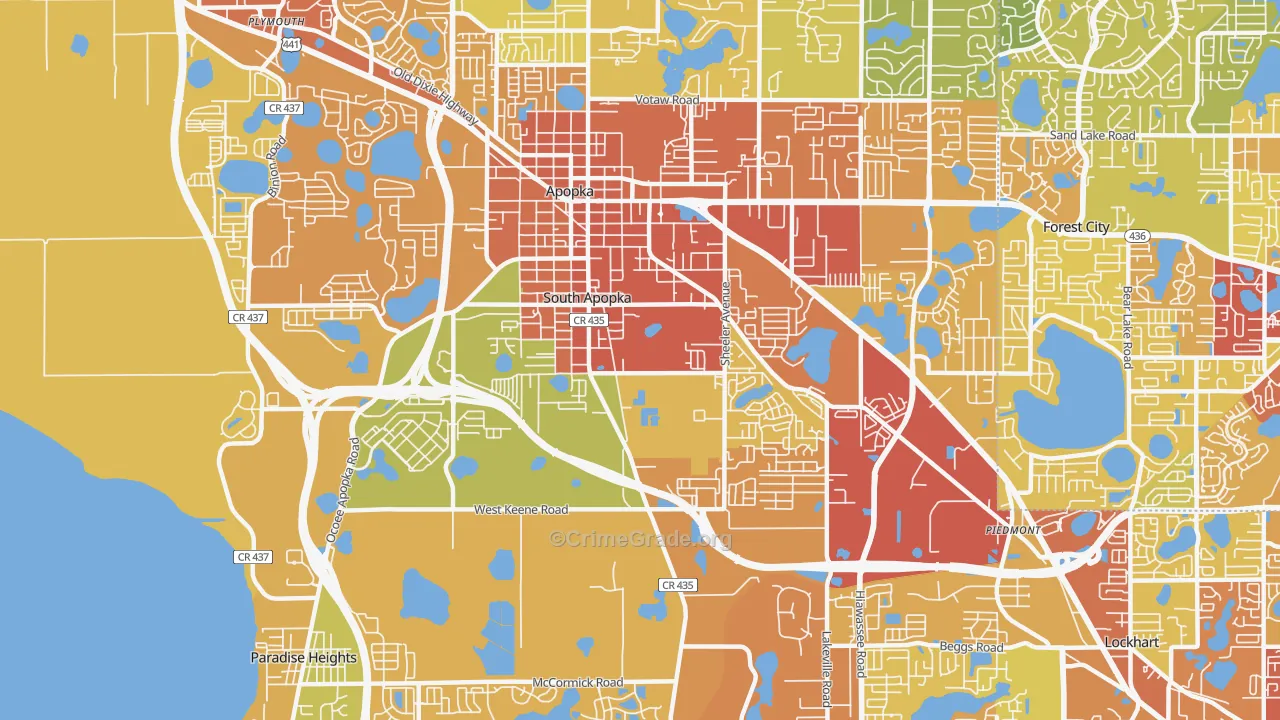 South Apopka, FL Map of Vehicle Theft Rates