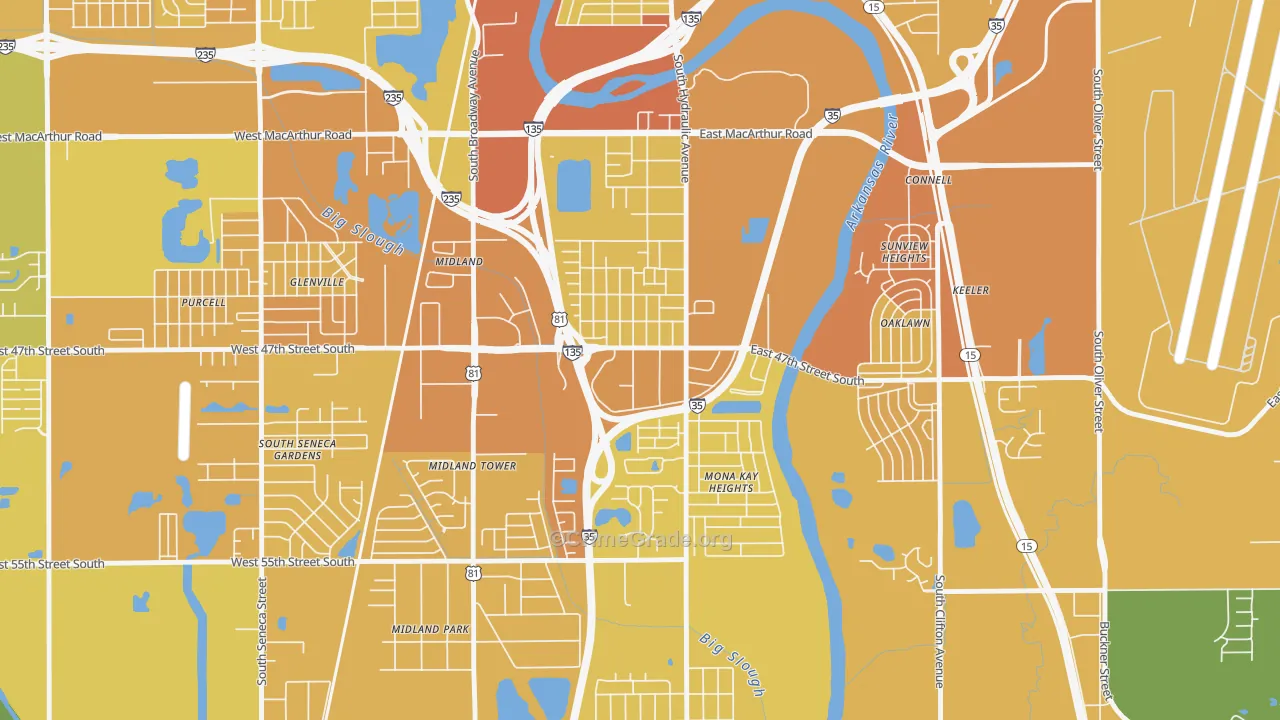 South Area, Wichita, KS Map of Vehicle Theft Rates