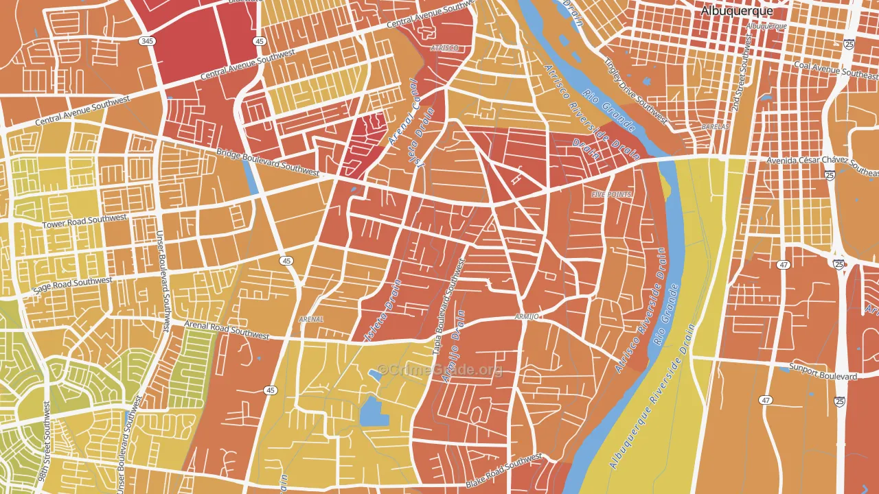 South Atrisco, South Valley, NM Map of Vehicle Theft Rates