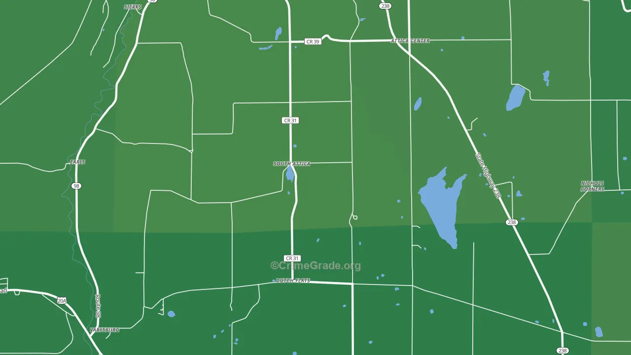 South Attica, NY Map of Vehicle Theft Rates
