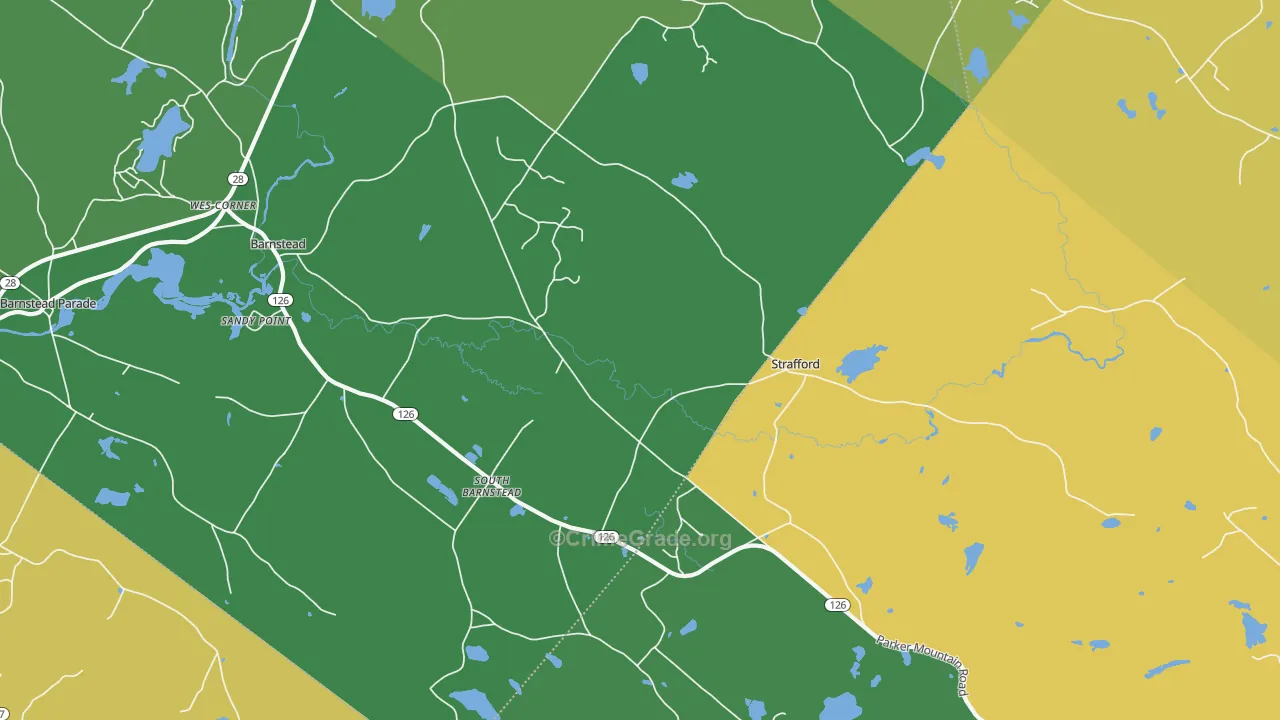 South Barnstead, NH Map of Vehicle Theft Rates