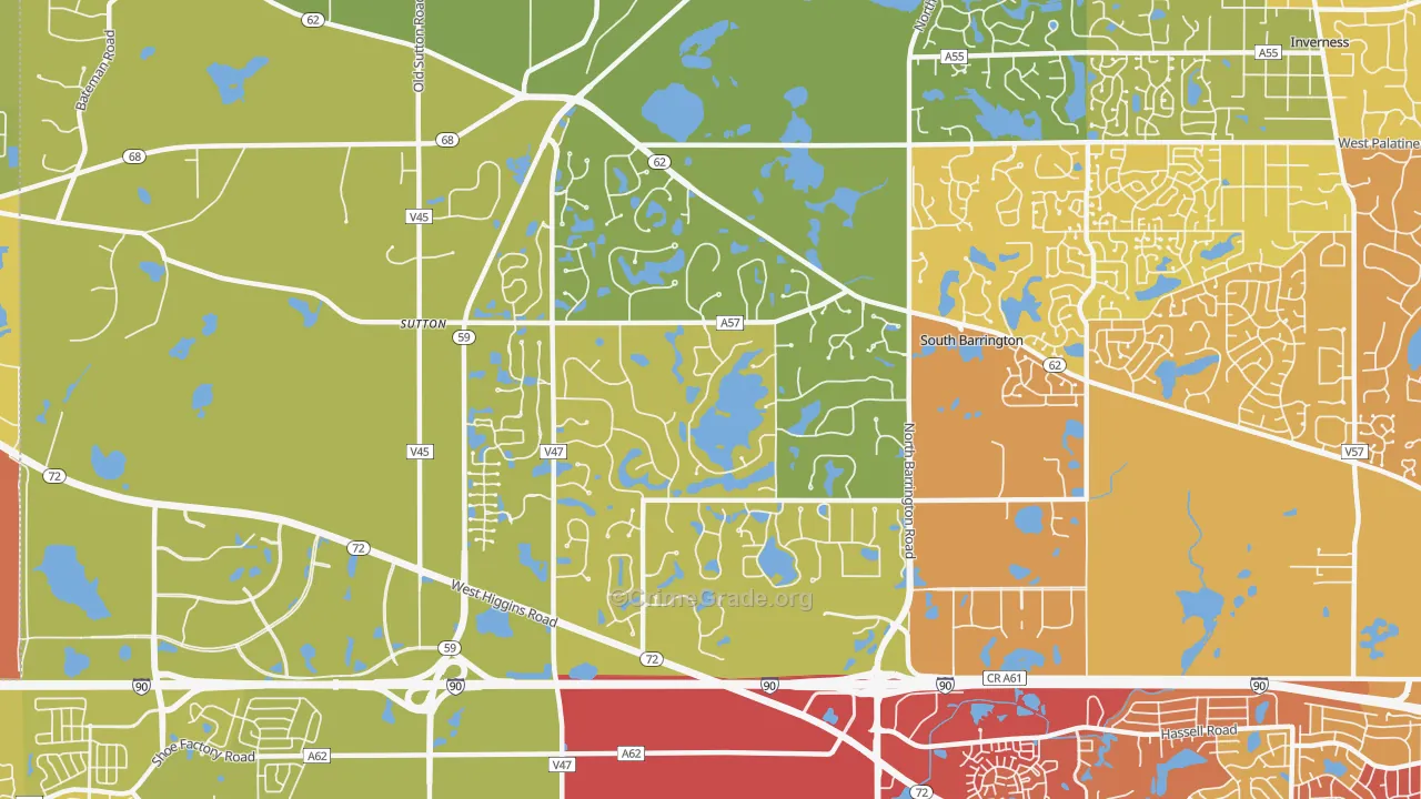 South Barrington, IL Map of Vehicle Theft Rates