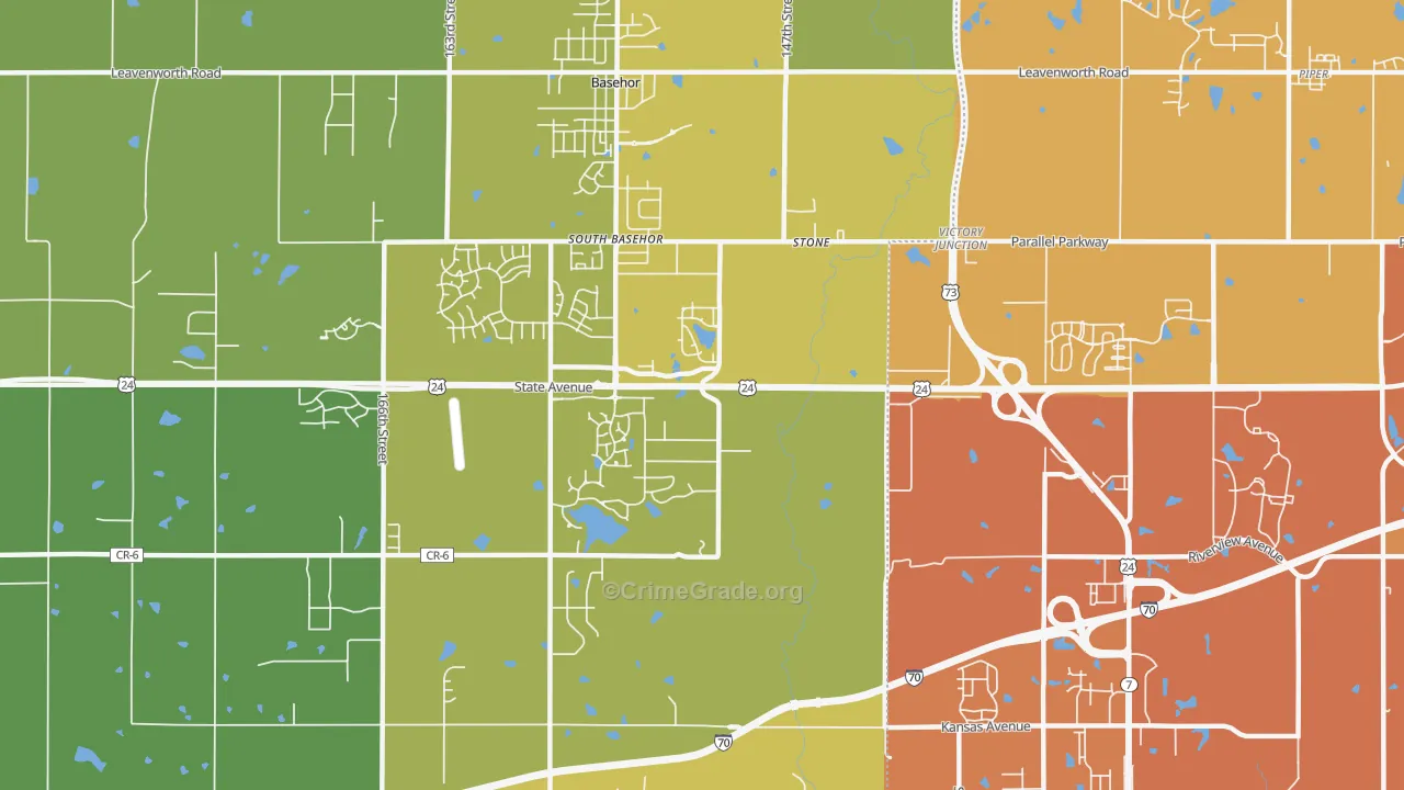 South Basehor, KS Map of Vehicle Theft Rates