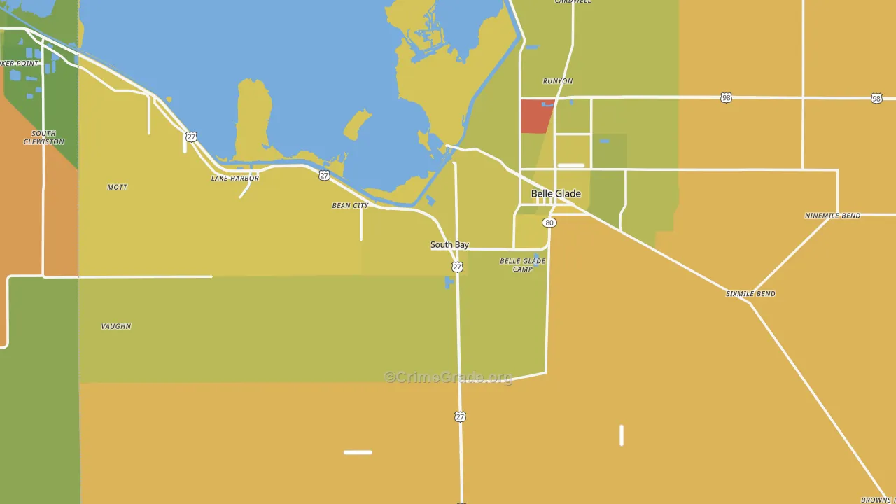 South Bay, FL Map of Vehicle Theft Rates