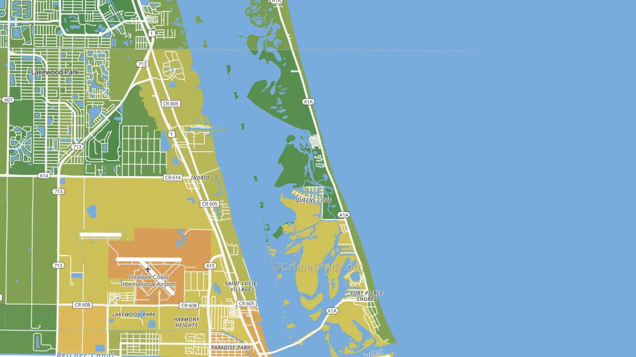 South Beach, Fort Pierce, FL Map of Vehicle Theft Rates