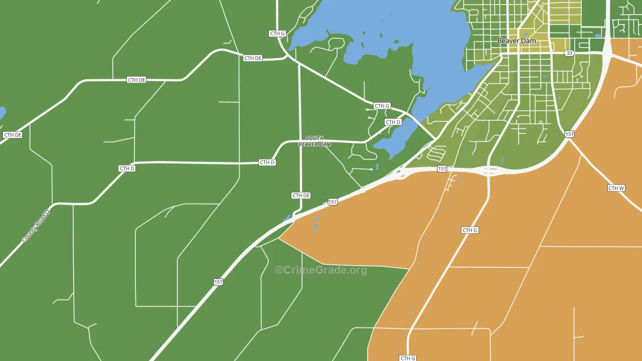 South Beaver Dam, WI Map of Vehicle Theft Rates