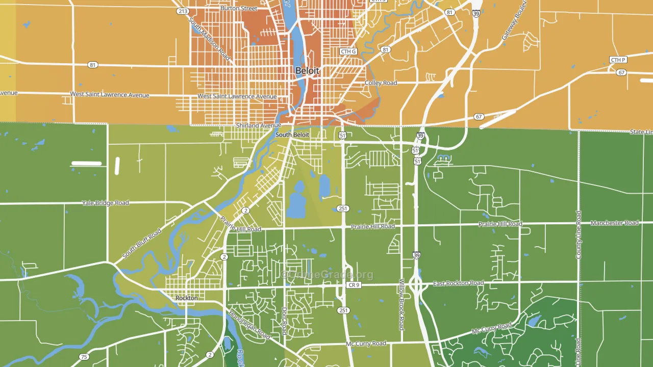 South Beloit, IL Map of Vehicle Theft Rates