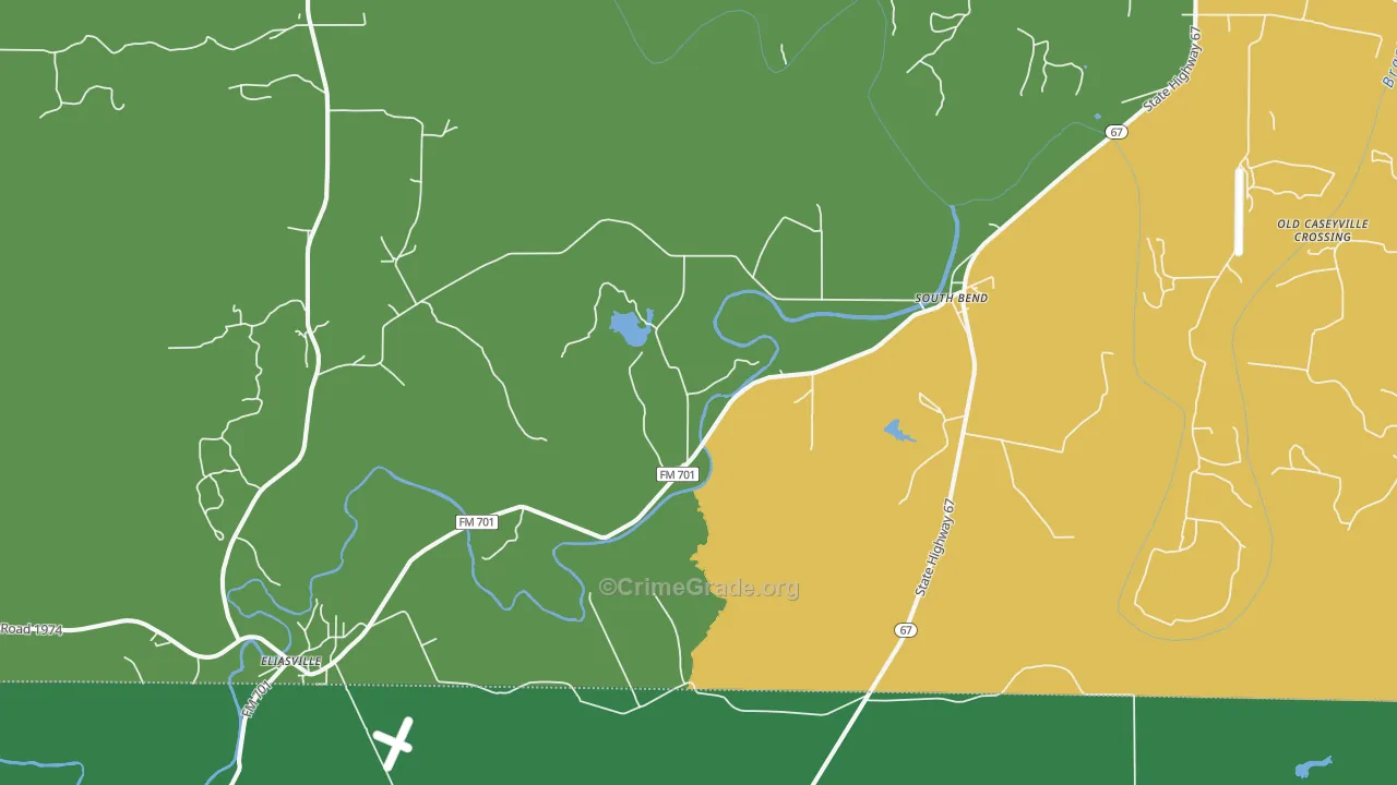 South Bend, TX Map of Vehicle Theft Rates