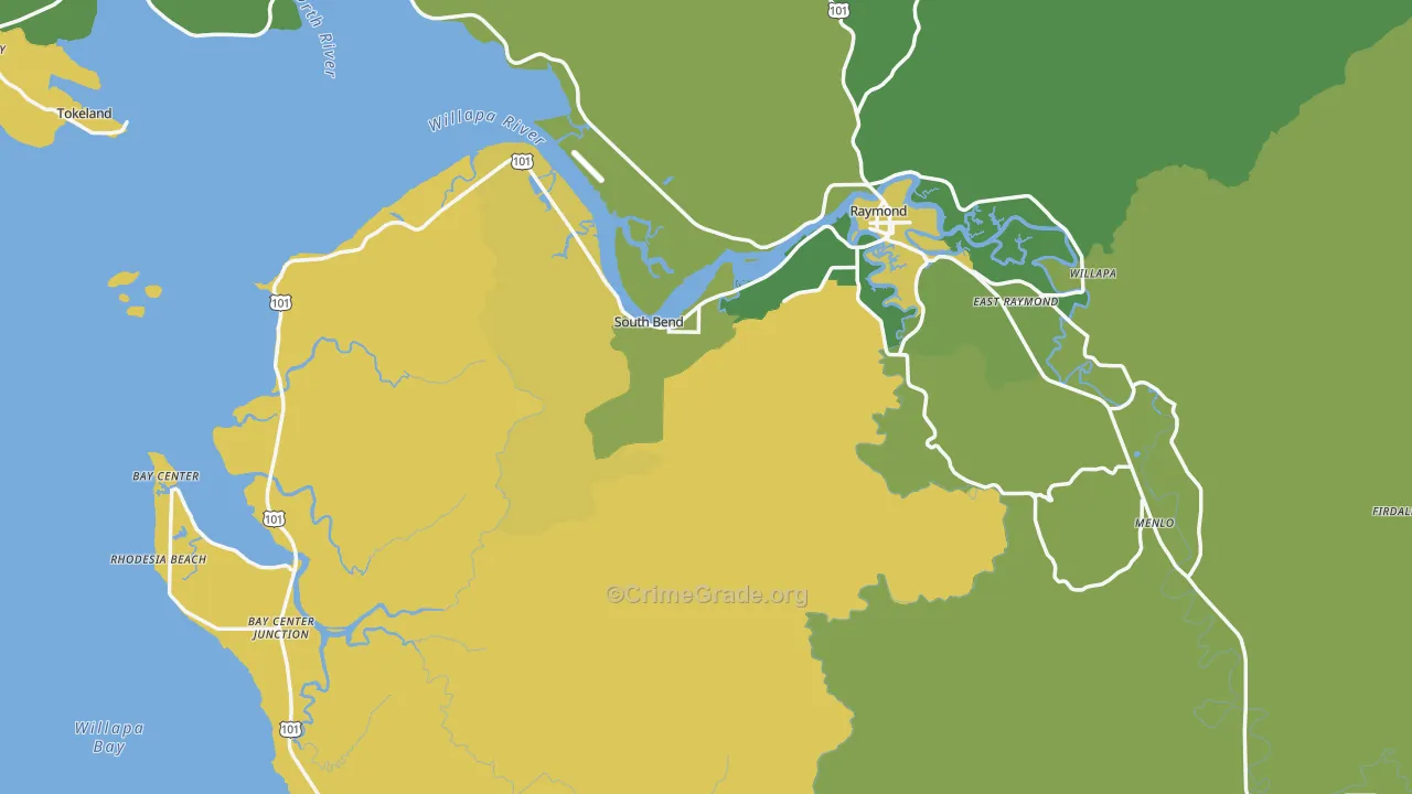 South Bend, WA Map of Vehicle Theft Rates