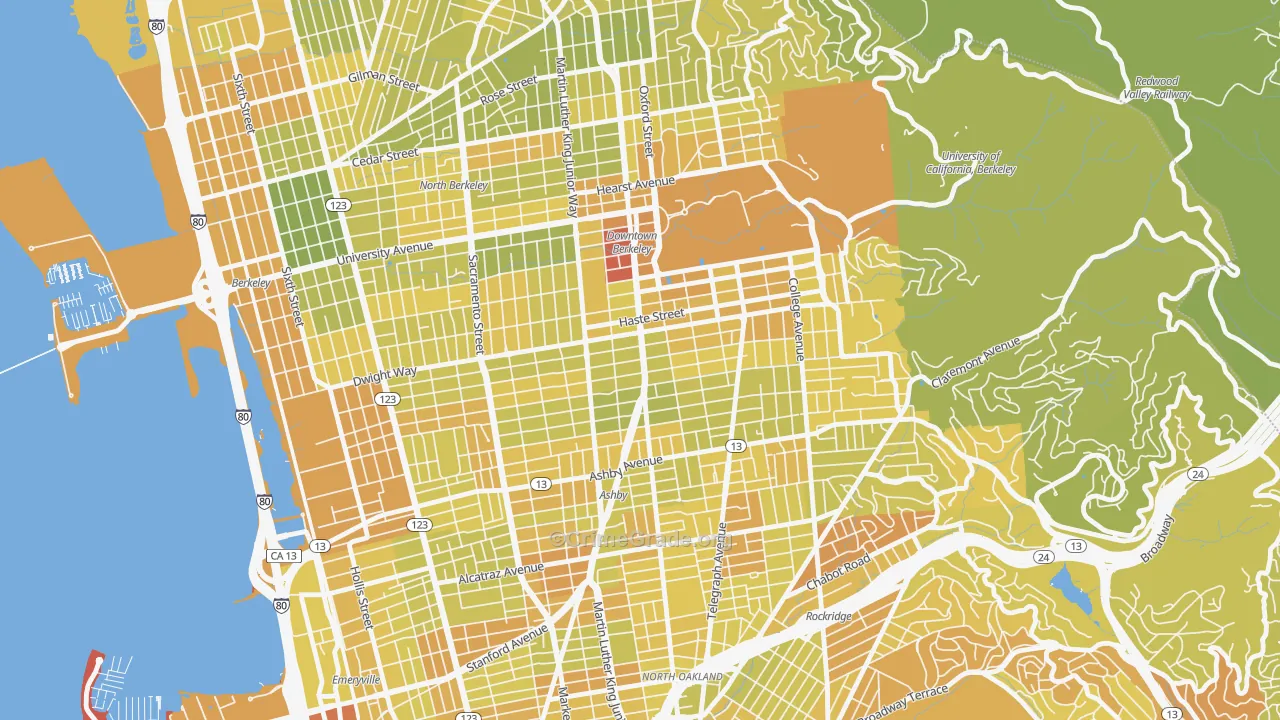South Berkeley, Berkeley, CA Map of Vehicle Theft Rates