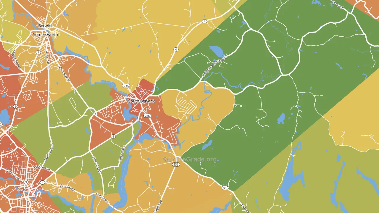 South Berwick, ME Map of Vehicle Theft Rates