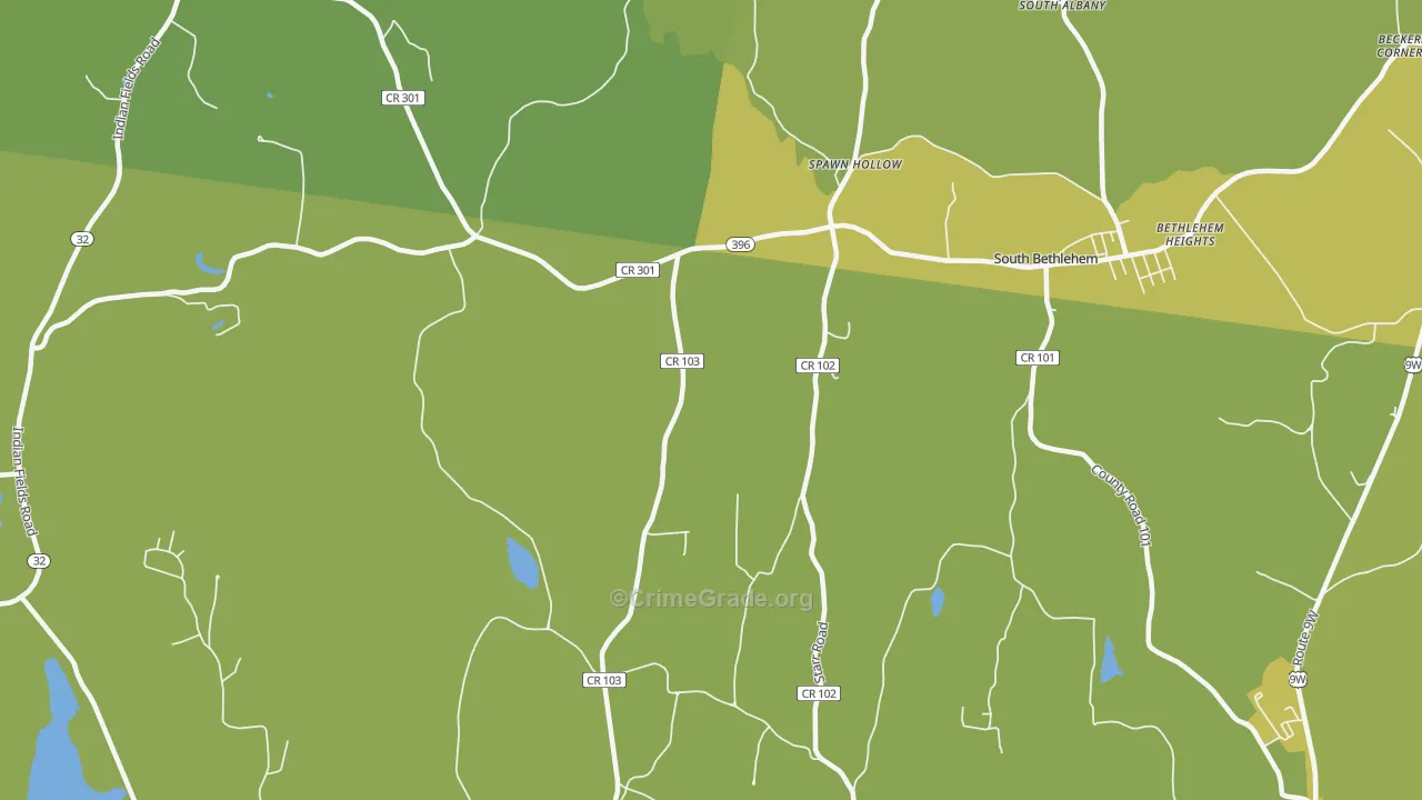South Bethlehem, NY Map of Vehicle Theft Rates