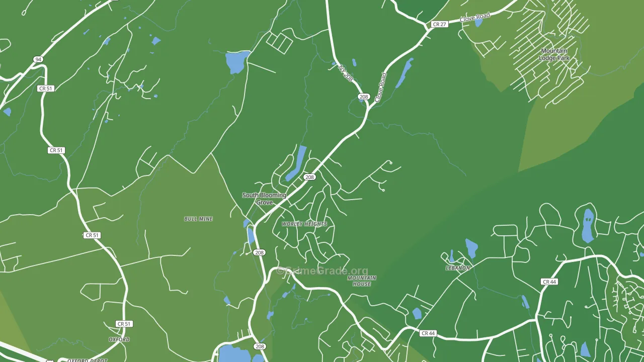 South Blooming Grove, NY Map of Vehicle Theft Rates