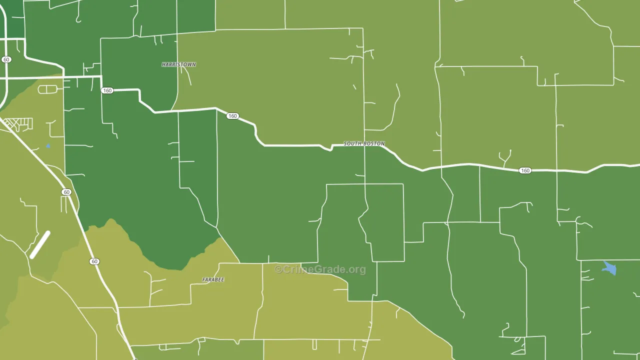 South Boston, IN Map of Vehicle Theft Rates