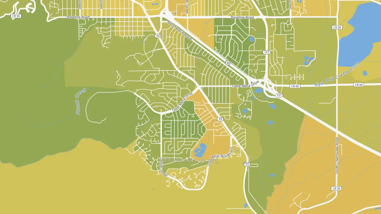 South Boulder, Boulder, CO Map of Vehicle Theft Rates