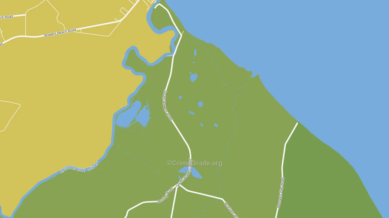 South Bowers, DE Map of Vehicle Theft Rates
