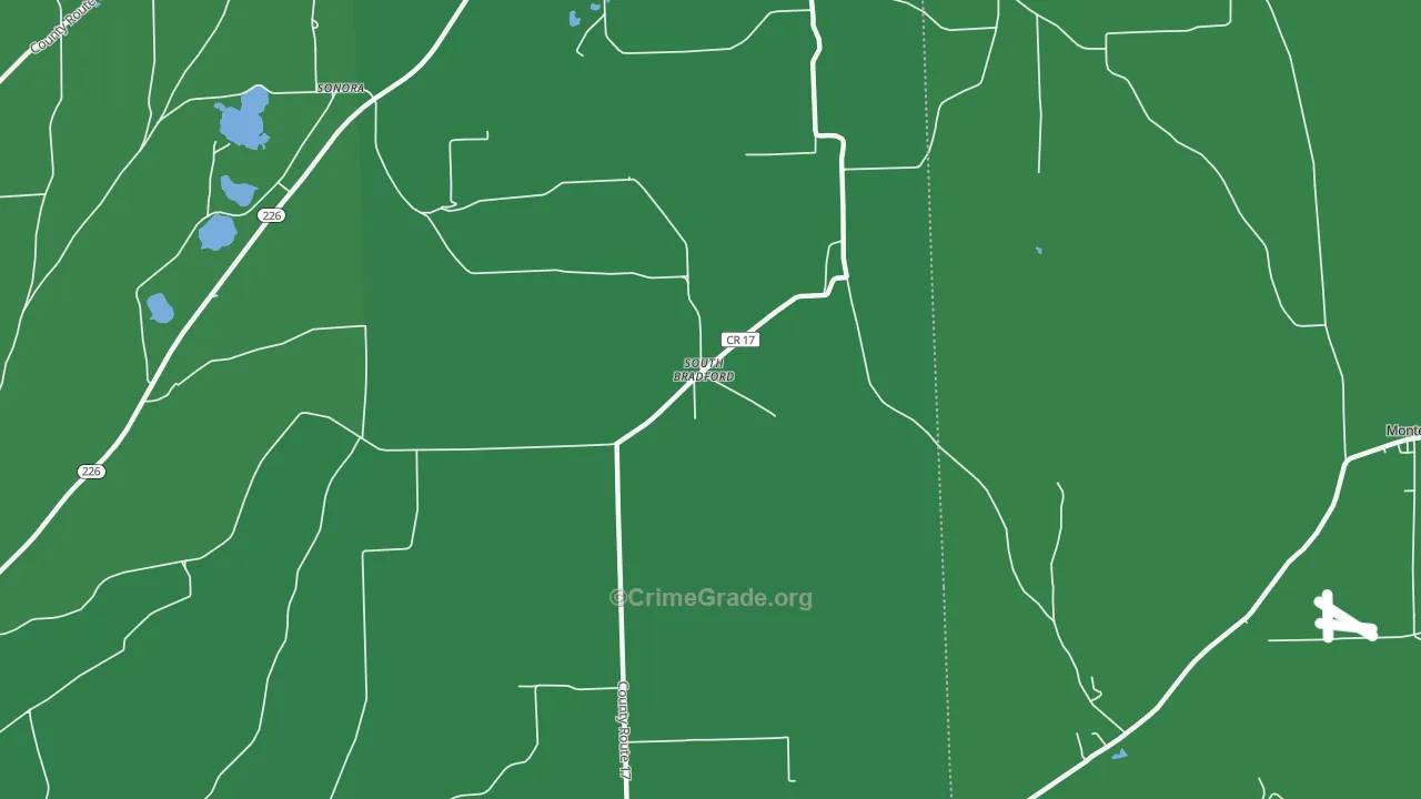 South Bradford, NY Map of Vehicle Theft Rates